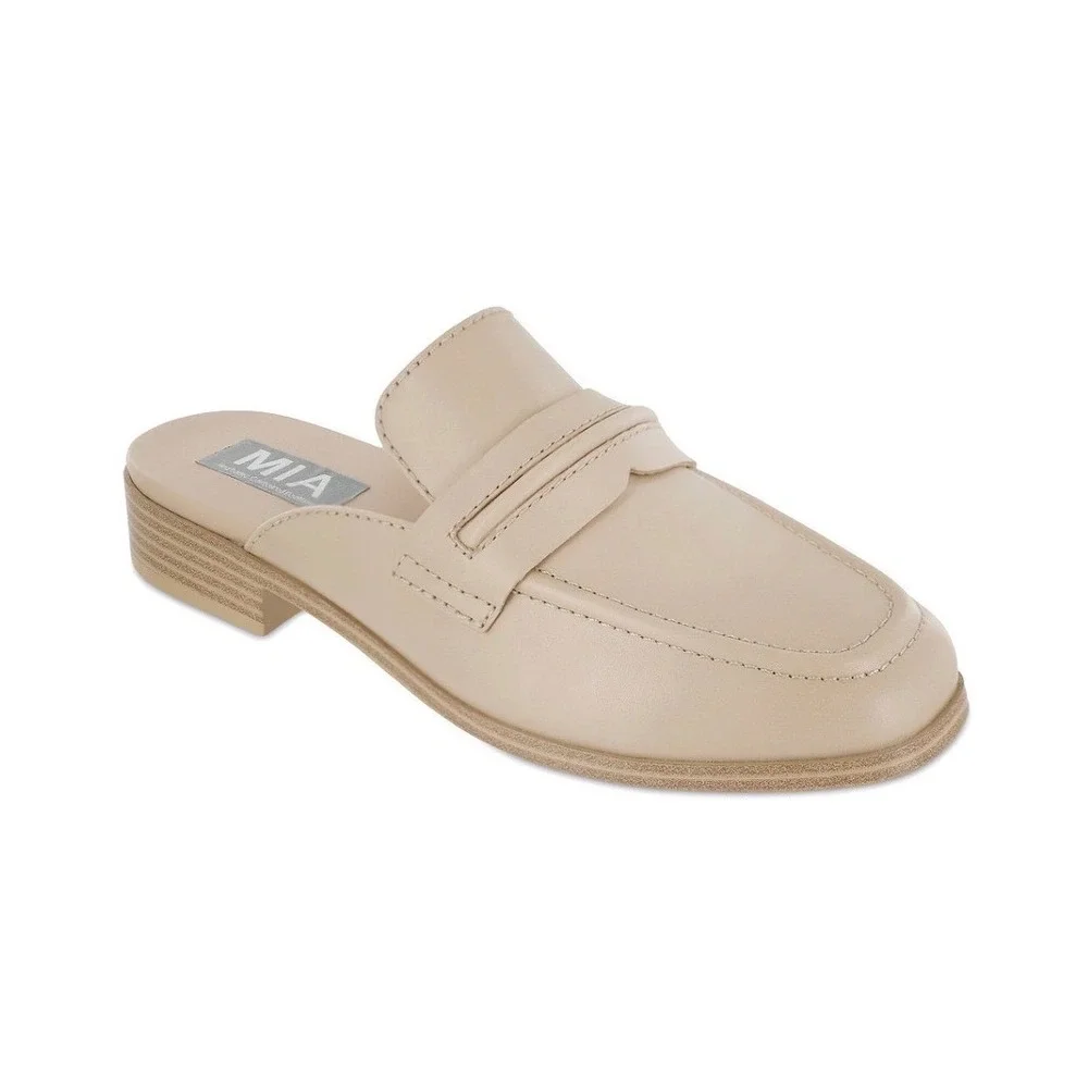 MIA Milia Beige Loafer Mule Women's Size 8 Slip-On Neutral Capsule Wardrobe Shoe